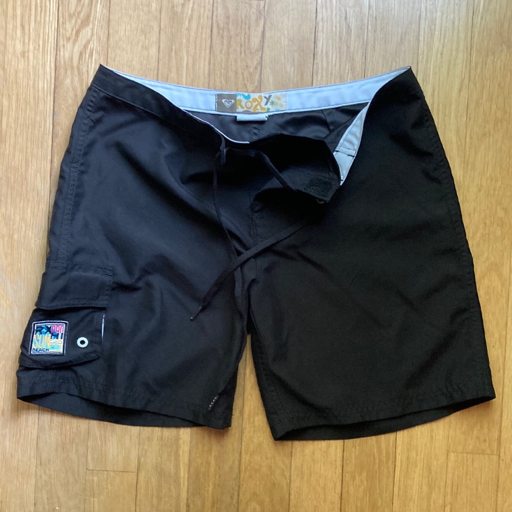 Roxy board shorts, size 1, black, tie waist, small pocket